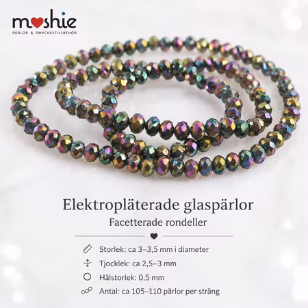 Glaspärlor oljefärgade schlipade småttisar 3mm 110st