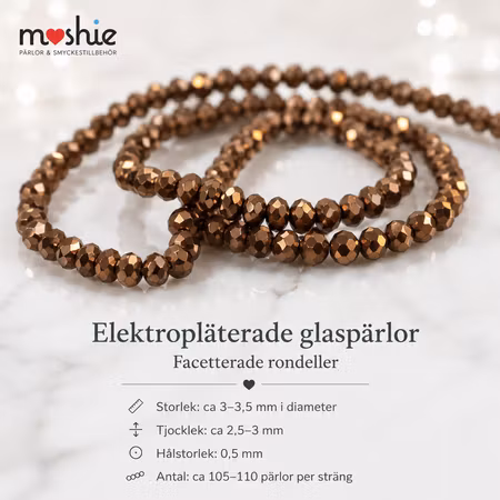 Glaspärlor koppar schlipade småttisar 3mm 110st
