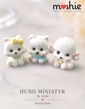 Miniatyrer vita hundar 20mm 3st