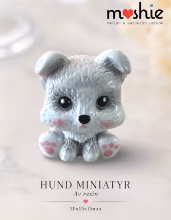 Miniatyr grå hund 20mm