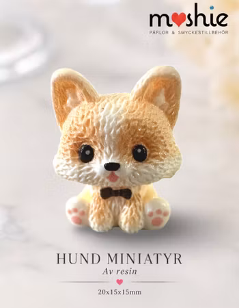 Miniatyr hund med fluga 20mm