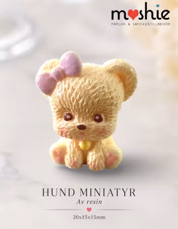Miniatyr hund med rosett och bjällra 20mm