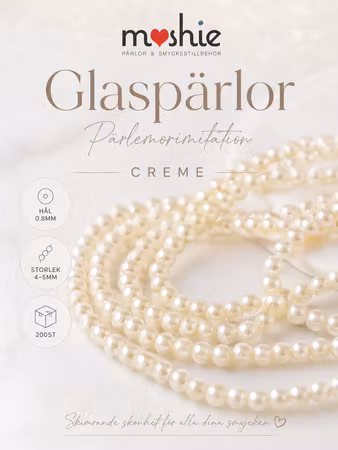 Glaspärlor pärlemor creme 4-5mm sträng med 200st