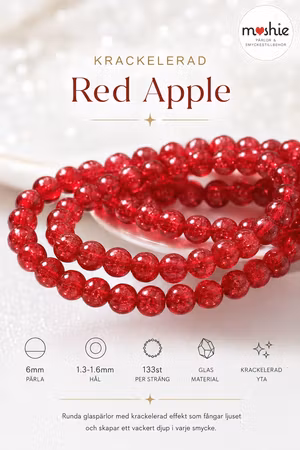 Glaspärlor 6mm krackelerade red Apple sträng med 133st