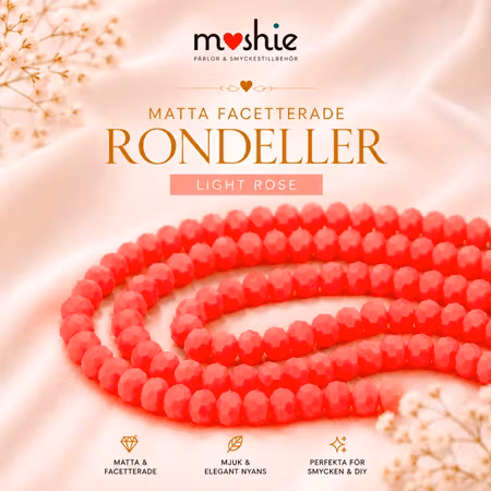 Glaspärlor matt facetterad rondell 6x4mm light rose 86st