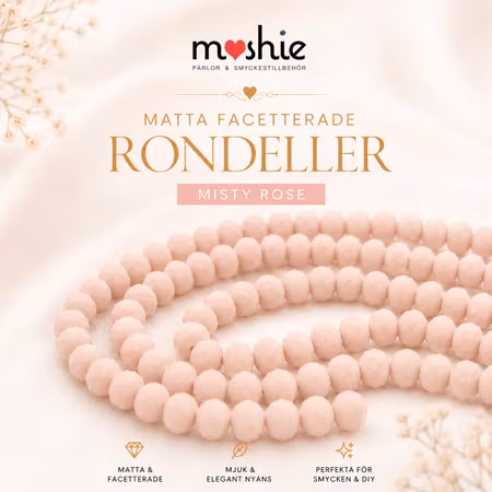 Glaspärlor matt facetterad rondell 6x4mm Misty rose 86st
