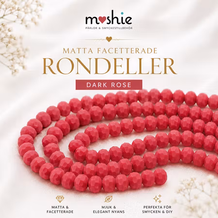Glaspärlor matt facetterad rondell 6x4mm dark rose 86st