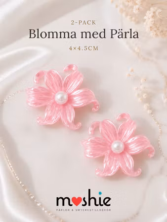 Stora kurviga blommor med pärla pärlemor 2st