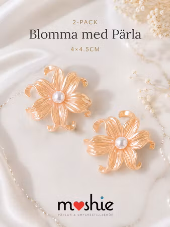 Stora kurviga blommor med pärla pärlemor peach 2st