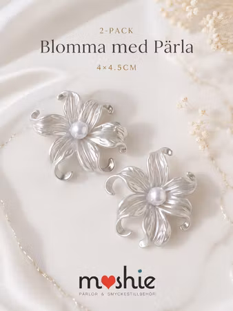 Stora kurviga blommor med pärla pärlemor silver
