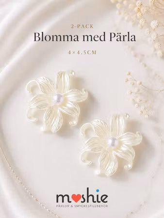 Stora kurviga blommor med pärla pärlemor vit