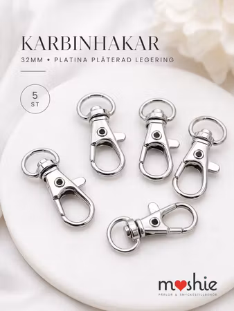 Karbinlås Karbinhake platinum 32mm 5st lås till nyckelring