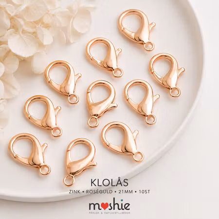 Stora Klolås, 21mm, zink, roséguld (10st)