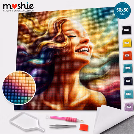 Diamond painting DIY pastellkvinna 50x50cm Fyrkantiga pärlor