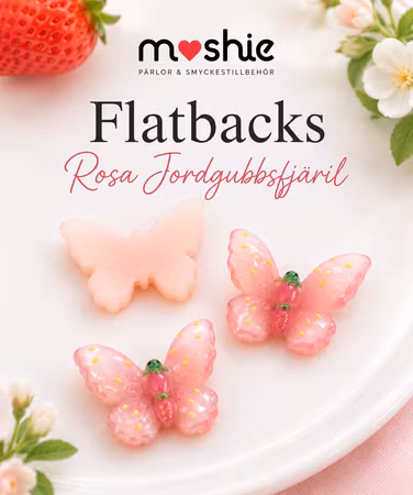 Flatbacks fruktiga fjärilar rosa jordgubbe 30mm 1st