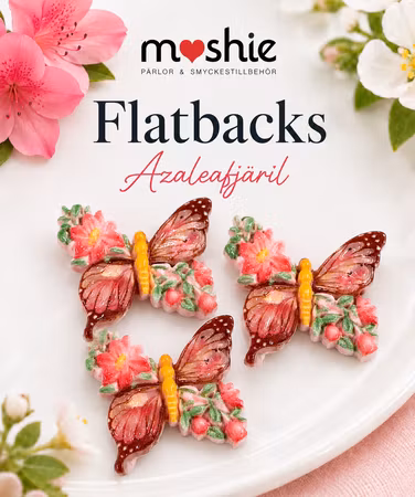 Flatbacks azaleafjäril 26mm för dekoration