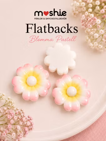 Flatbacks gul rosa blomma med pärla för dekoration