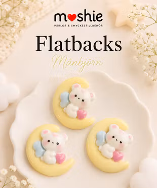 Flatbacks månbjörn 25mm för dekoration