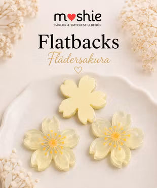 Flatbacks flädersakura 28mm i resin för dekoration