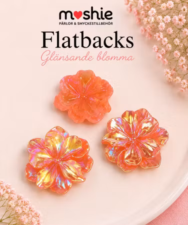 Flatbacks glänsande röd blomma 25mm i resin för dekoration