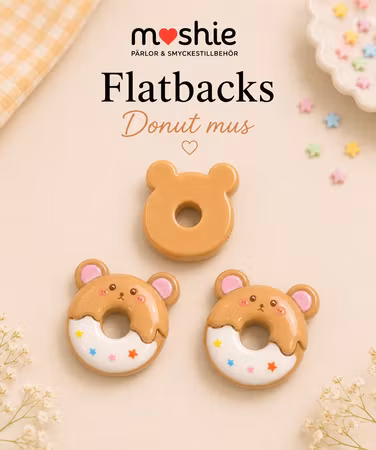 Flatbacks mus donut 23mm för dekoration