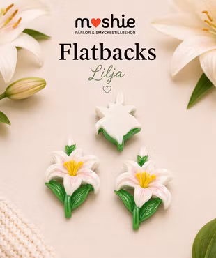 Flatbacks vit lilja 33mm för dekoration
