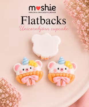 Flatbacks björnmuffin 26mm för dekoration