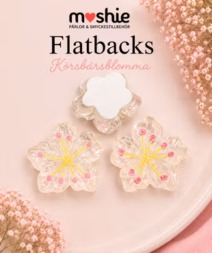 Flatbacks vit transparent körsbärsblom 28mm i resin för dekoration