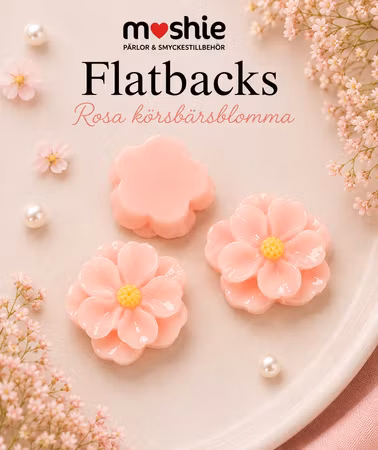 Flatbacks rosa körsbärsblomma 17mm för dekoration