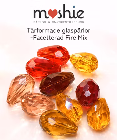 Droppformade facetterade glaspärlor 15x10mm Fire mix 10st