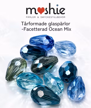Droppformade facetterade glaspärlor 15x10mm Ocean mix 10st