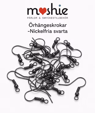 Nickelfria örhängeskrokar med pärla storpack svarta 100st