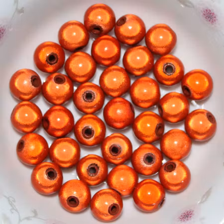 Reflexpärlor orange 12mm av akryl mirakelpärlor 10st