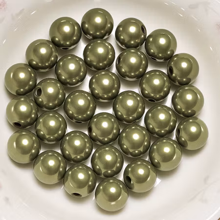Reflexpärlor olivgrön 12mm av akryl mirakelpärlor 10st
