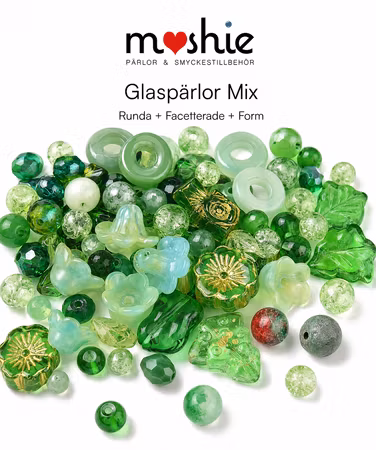 Glaspärlor grön lyxig mix form facetterade runda 50g
