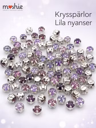 Multistrand 3mm krysspärlor Lila mix klass A av glas och mässing