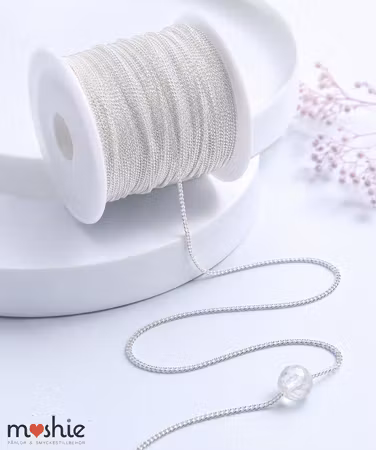 Kedja av mässing 2mm silver curb pansarkedja 1 meter