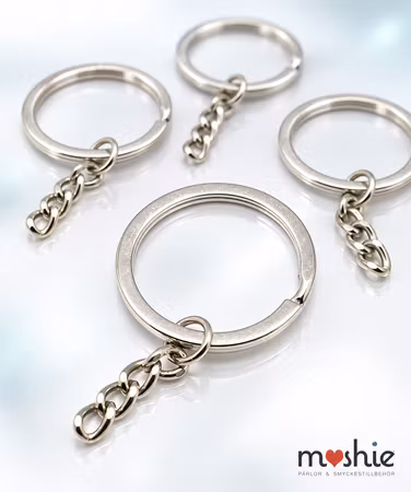 Nyckelring med kedja 30mm platinum järn 5st
