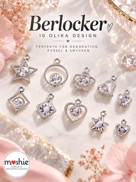 Vackra Berlocker med cubic zirconia set med 10st