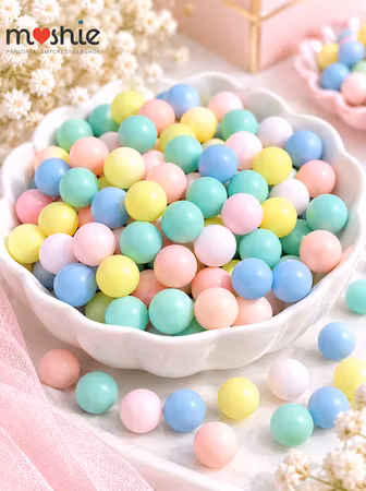 Söta dekorpärlor utan hål i matt pastel  6mm 100st