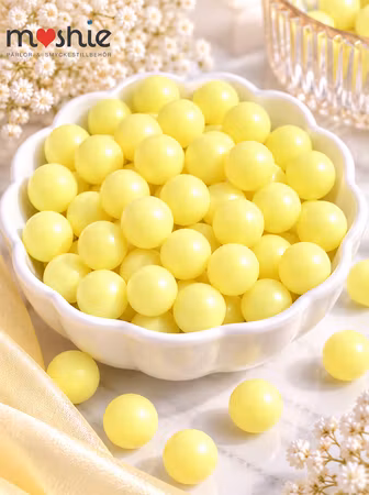 Söta pastellgula dekorpärlor utan hål matt akryl 6mm 50st