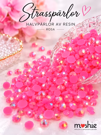 Rhinestones Strass halvpärlor hot pink 4-6mm 10g