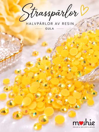 Rhinestones Strass halvpärlor gul 4-6mm 10g