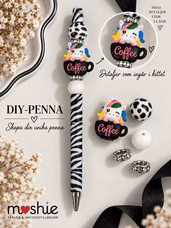Pärla en penna färdigt DIY-kit 40% rabatt black unicorn