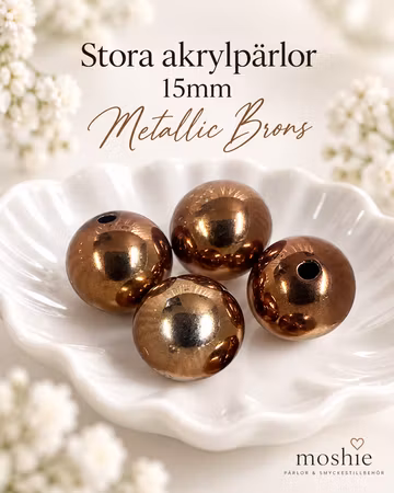 Stora runda akrylpärlor 16mm metallic brun 5st