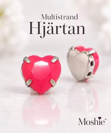 Hjärta 10mm hot pink med fyra hål för flertrådsmycke eller sömnad 1st
