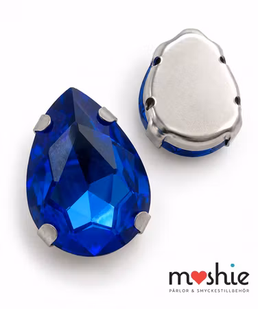 Droppe 18mm facetterad royal blue multistrand med fyra hål för flertrådsmycke eller sömnad 1st