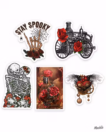 Klistermärken steam roses 40-80mm 5st