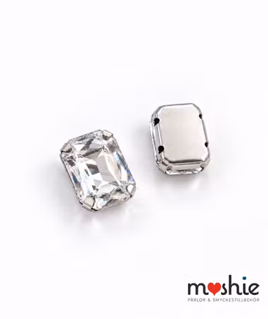 Emerald Cut 8mm clear facetterad multistrand med fyra hål för flertrådsmycke eller sömnad 1st