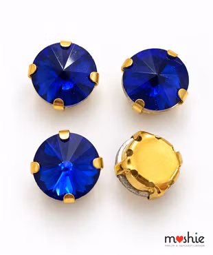 Rund 10mm royal blue facetterad multistrand med åtta hål för flertrådsmycke eller sömnad 1st